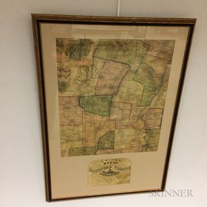 Framed Hand-colored Smith's Map of Hartford County Connecticut