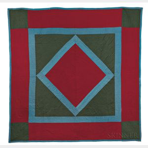 Wool Diamond and Square Amish Quilt