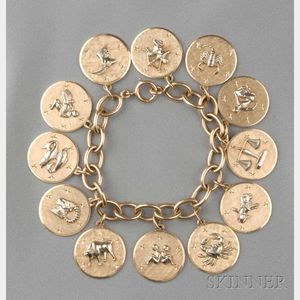14kt Gold Zodiac Charm Bracelet