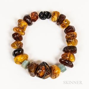 Large Amber, Resin, and Hardstone Necklace