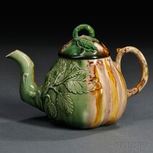 Staffordshire Cream-colored Apple-form Teapot and Cover