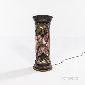 Contemporary Leaded Glass Electrified Pedestal