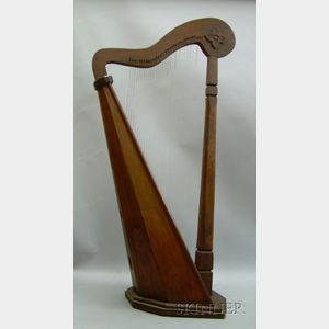 Small Carved Wooden Harp, ht. 40 in.