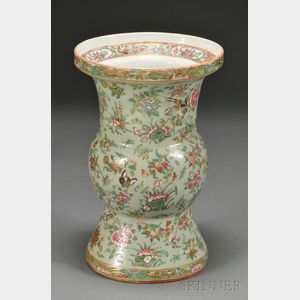 Chinese Export Porcelain Celadon Ku-form Vase