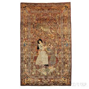Southeast Persian Pictorial Silk Rug