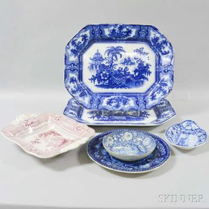 Six Staffordshire Transfer-decorated Ceramic Items