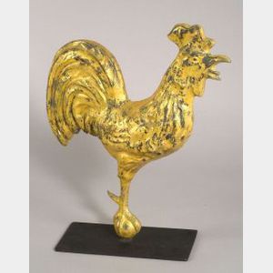 Gilt Copper Crowing Rooster Weather Vane
