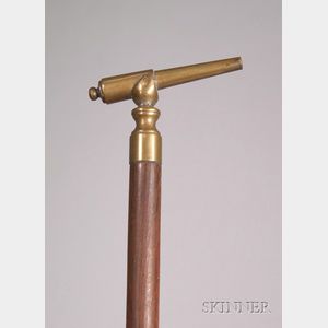 Brass-Knopped Cane with Handle Formed as a Canon