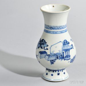 Blue and White Stemmed Vase