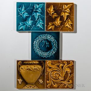 Five Kensington Art Tile Co. Art Pottery Tiles
