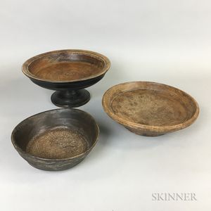 Two Turned Treen Compotes and a Bowl