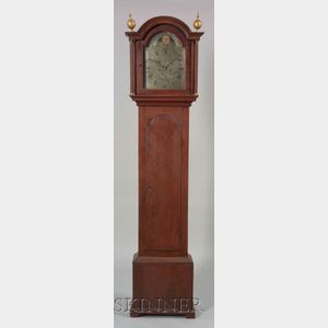 Queen Anne Red-painted Birch Tall Clock
