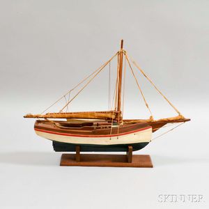 Small Carved and Painted Model of a Sailing Vessel