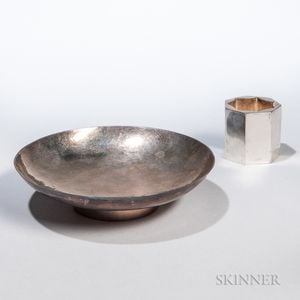 Florence Hollingsworth Silver Candleholder and a Bowl