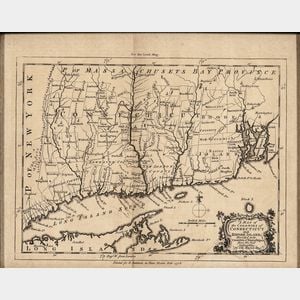 New England. Thomas Kitchin (1719-1784) A Map of the Colonies of Connecticut and Rhode Island.