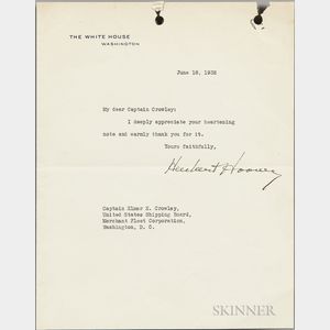 Hoover, Herbert (1874-1964) Typed Letter Signed, 18 June 1932.