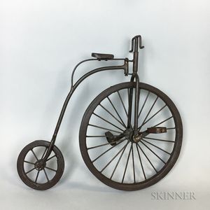 Small Wrought Iron Tricycle and a Miniature Big-wheel Bicycle