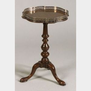 Pair of Georgian-style Silver Plate Mounted Mahogany Tripod Tables