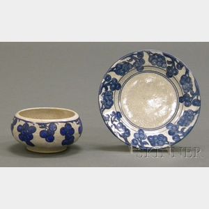 Dedham Pottery Grape Bowl and a Plate