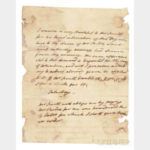 Monroe, James (1758-1831) Autograph Letter, Undated.