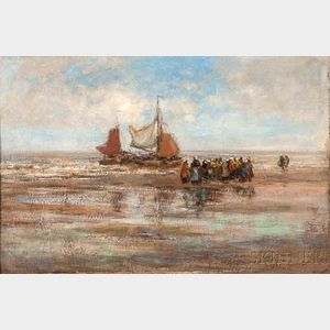 Tamine Tadama Groenveld (Dutch, 1871-1938) Fisherwomen at Low Tide
