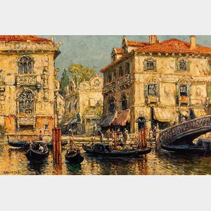 Arthur Vidal Diehl (American, 1870-1929) Sunny Venetian Palazzos