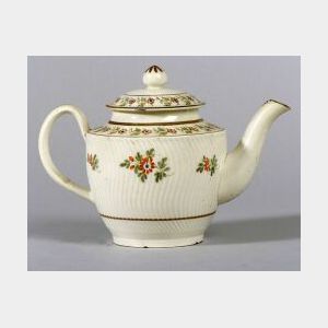 Polychrome Enamel Pearlware Teapot