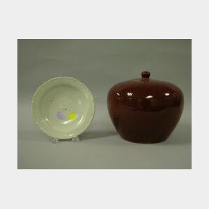 Chinese Oxblood Glazed Porcelain Ginger Jar and a Ming White Glazed Porcelain Plate.