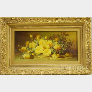 George W. Seavey (American, 1841-1916) Still Life of Yellow Roses