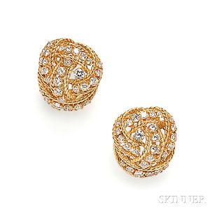 18kt Gold and Diamond Earclips