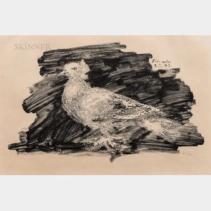 Pablo Picasso (Spanish, 1881-1973) Pigeon au fond gris