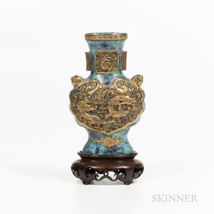 Small Gilt/Jun-glazed Imitation Archaic Bronze Hu-form Vase
