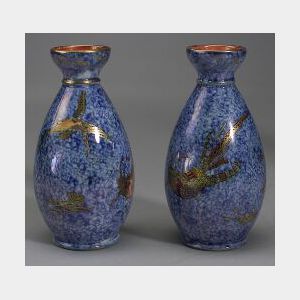 Pair of Wedgwood Hummingbird Lustre Vases