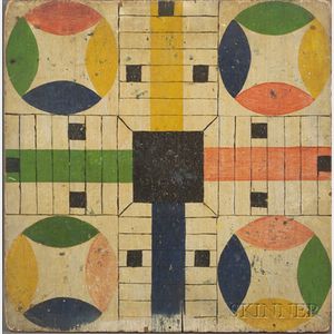 Painted Wooden Parcheesi Game Board