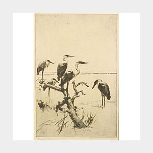 Frank Weston Benson (American, 1862-1951) Herons at Rest