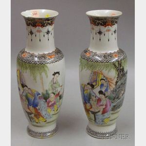 Pair of Bottle-form Oriental Vases