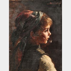 Marie (Mizzi) Wunsch (German, 1862-1898) Portrait of a Young Girl in Profile