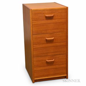 Contemporary Stained Particle Board Three-drawer Filing Cabinet