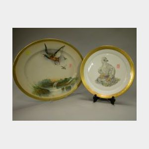Two Limoges and Boehm Handpainted Porcelain Platters