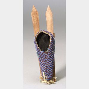 Southern Plains Beaded Cloth, Hide, and Wood Miniature Cradle
