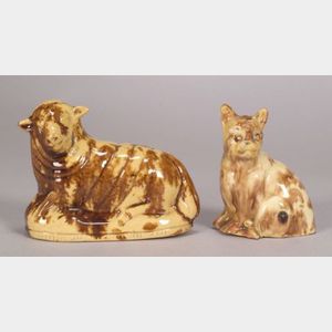 Two Staffordshire Lead Glazed Earthenware Animals
