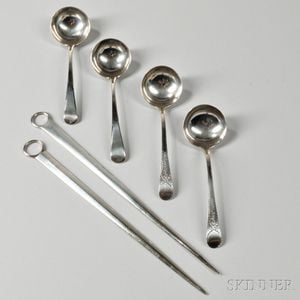 Six Pieces of George III Sterling Silver Flatware
