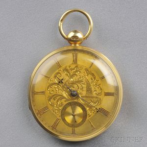 18kt Gold Open Face Pocket Watch, F.B. Adams & Sons