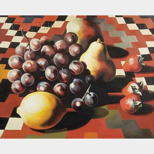 Lowell Blair Nesbitt (American, 1933-1993) Kilim Rug with Fruit