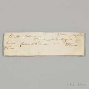 Key, Francis Scott (1779-1843) Autograph Check Signed, Georgetown, 10 May 1808.