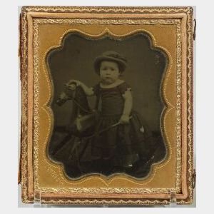 Sixth-Plate Ambrotype Of A Girl On A Rocking Horse