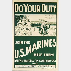 Two U.S. Marines WWI Lithograph Posters