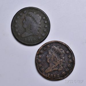 Two 1812 Classic Head Large Cents