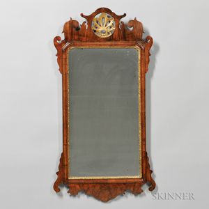Walnut Veneer and Parcel-gilt Mirror
