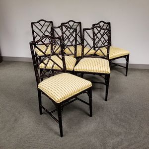 Set of Six George III-style Black-painted Bamboo-form Side Chairs